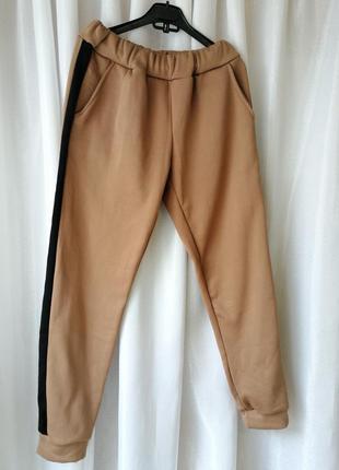 Утеплені спортивно прогулянкові штани на флісі з лампасом дві бічні кишені в наявності розміри 48-50