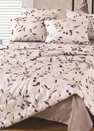 Постельное бельё с летним стеганым одеялом евро размер 200×230 сатиновый комплект постельного белья евро турция1 фото