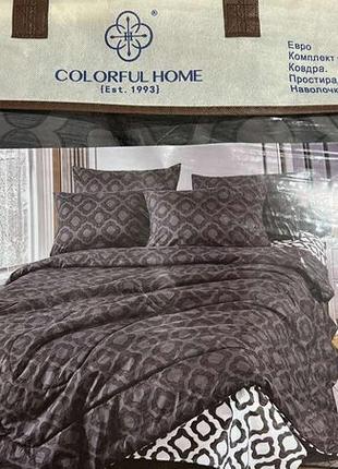 Шикарное постельное белье евро размер 200×230 турецкий комплект постельного белья с летним стеганым одеялом постельное бельё евро10 фото