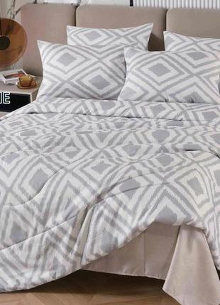 Шикарное постельное белье евро размер 200×230 турецкий комплект постельного белья с летним стеганым одеялом постельное бельё евро7 фото