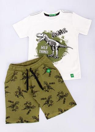 Комплект футболка и шорты с динозавром дино, летний костюм для мальчика с динозаврами, комплект футболка и шорты с дыном4 фото