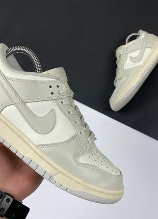 Кроссовки nike dunk low sail light bone original кожаные