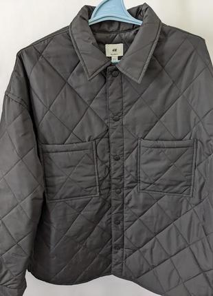 Мужская куртка рубашка, h&m, швеция, стеганная, черная, стильная, демисезонная, новая, курточка