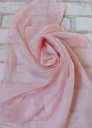 Шелковый шарф платок пудровый нежно розовый2 фото