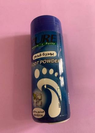 Дезодорант-пудра для ніг pure. м'ята і лід. (pure nature's purity foot powder deodorant)1 фото