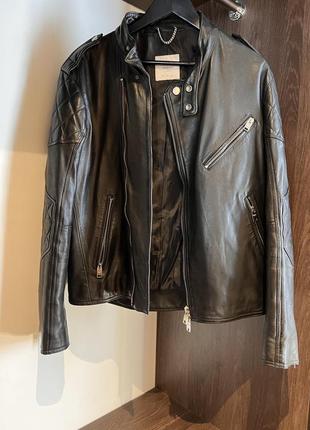 Mango man leather biker jacket l