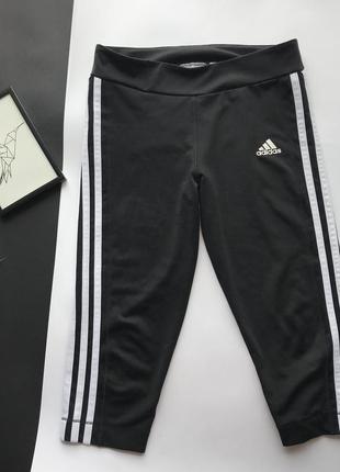 Оригинальные чёрные спортивные легенсы / лосины / велосипедки доя спорта adidas