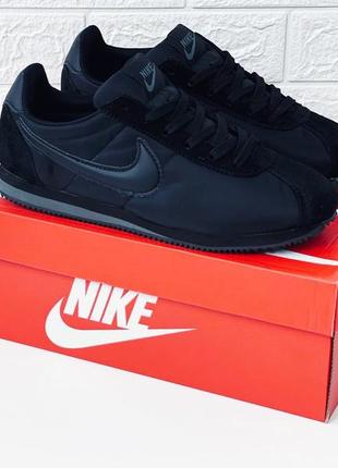 Кроссовки мужские nike classic cortez nylon all black кросівки кортези1 фото