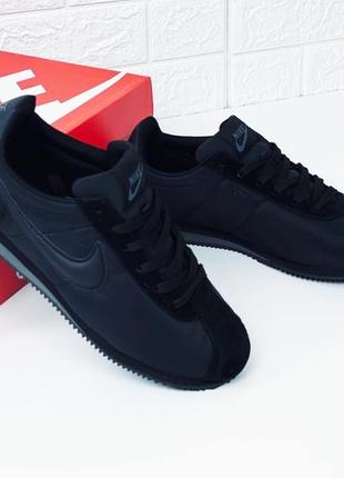 Кроссовки мужские nike classic cortez nylon all black кросівки кортези6 фото