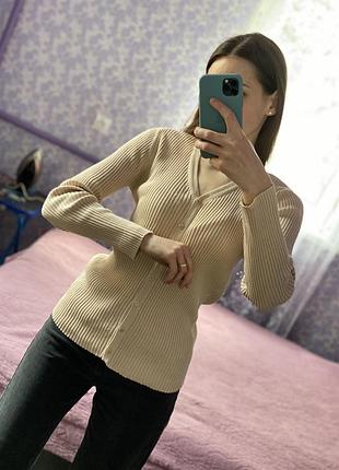 Кофточка на пуговичках женская, кофточка в рубчик женская
