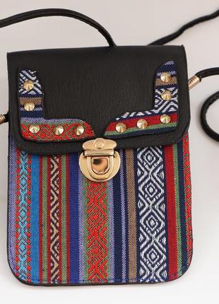 Красивая маленькая женская сумка сумочка кросс-боди с орнаментом через плечо