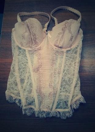 Marks s spencer корсет кружево пудровый 34 с