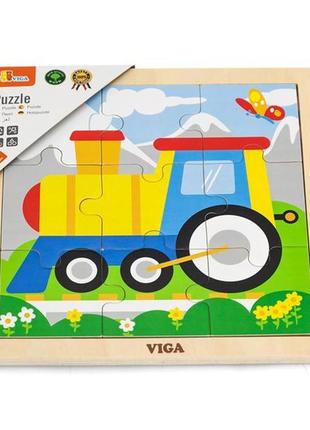 Деревянный пазл viga toys паровозик, 9 эл. (51446) ll