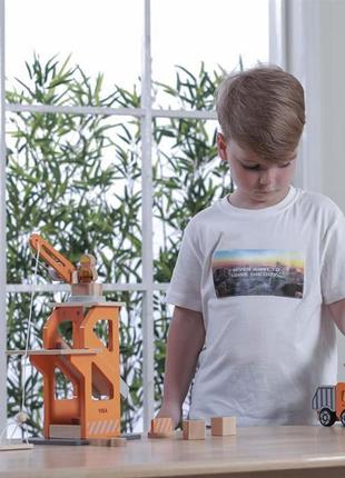 Дерев'яний ігровий набір viga toys підіймальний кран і самоскид (51616) ll5 фото