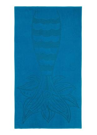 Полотенце махровое пляжное "рыбий хвост" (синий) 90х160см 163181