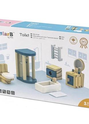 Дерев'яні меблі для ляльок viga toys polarb ванна кімната (44039) ll5 фото