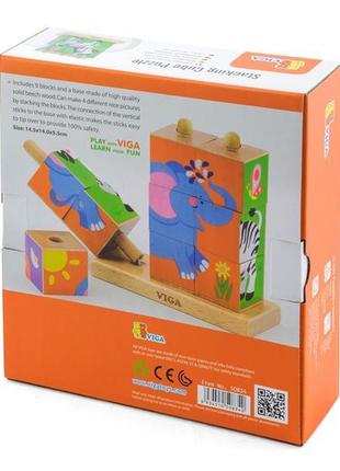 Дерев'яні кубики-пірамідка viga toys звірята (50834) ll4 фото