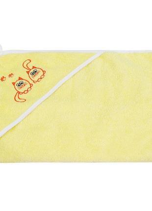 Рушник махровий для купання з вишивкою (жовтий) 90х90см 156419