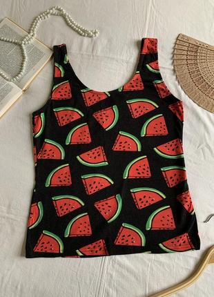 Натуральна  майка-топ з ефектним прiнтом (розмір 40-44)