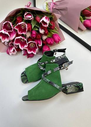 Босоножки женские из натуральной итальянской кожи и замша женские