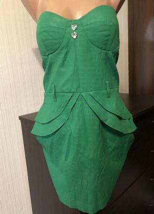 Яркое зеленое платье бюстье корсет под zara1 фото