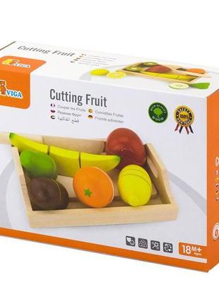 Игрушечные продукты viga toys нарезанные фрукты из дерева (58806) ll2 фото