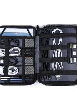 Сумка органайзер, кейс, футляр для электроники( проводов, кабелей )bagsmart черный с серым (bm0200084a028) ll6 фото