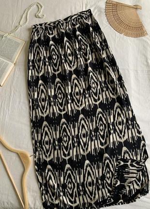 Нарядная юбка макси с орнаментом из натуральной вискозы (размер 12)