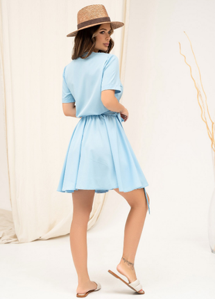 Ділове плаття-халат із пишною спідницею мінілегке декольте 4 кольори4 фото