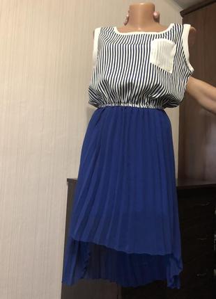 Сукня в морському стилі смужку спідниця плісе