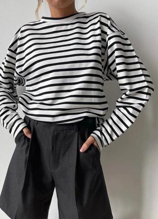Модная трендовая женская комфортная стильная красивая удобная кофта кофточка качественная с рукавами черная с белым
