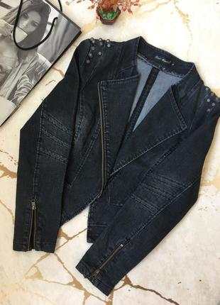 🖤укорочённая джинсовая курточка с шипами2 фото