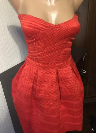 Красное бандажное утяжка платье бюстье на новый год3 фото