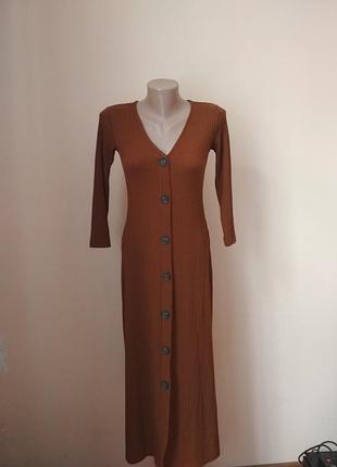 Длинное платье в рубчик размерs. 8