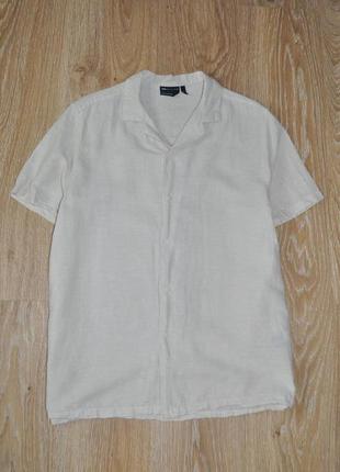 Мужская бежевая льняная рубашка asos1 фото
