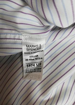 Фирменная шикарная рубашка в полоску marks & spencer 100% коттон7 фото