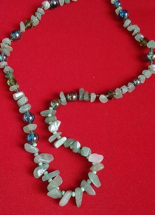 Бусы из натурального камня - авантюрин зелёный, символ энергии жизни