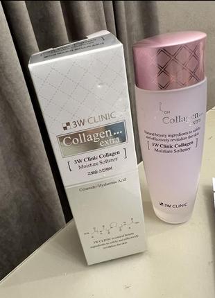 Тонер для лица экстра увлажняющий с коллагеном 3w clinic collagen extra moisture softener, 150 мл