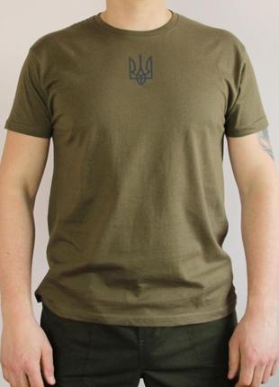Рефлекторная футболка с принтом тризуба, футболка герб украины (хl), мужская футболка на лето олива5 фото