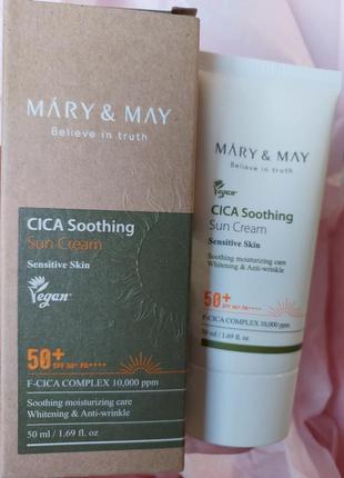 Заспокійливий сонцезахисний крем mary may cica soothing sun cream spf50+ pa++++ 50ml1 фото