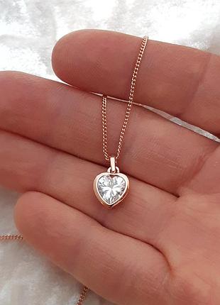 Колье "сияние сердца в золоте" - кулон на цепочке ювелирный сплав - оригинальный солидный подарок девушке