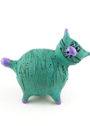 Фигурка кот фиолет котик веселый подарок другу1 фото