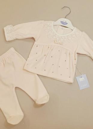 Комплект для дівчинки велюровий нарядний кофта та штани р.56-68 ladi турция 41460-645