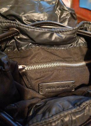Zara рюкзак дутик черного цвета4 фото