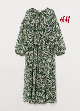 Довга шифонова сукня oversized квітковий принт h&m