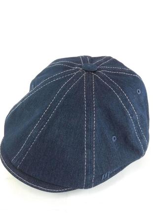 Джинсовая мужская кепка хулиганка восьмиклинка синяя весна лето большого размера