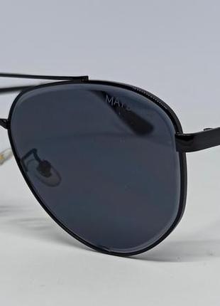 Maybach очки капли мужские солнцезащитные черные в черном металле
