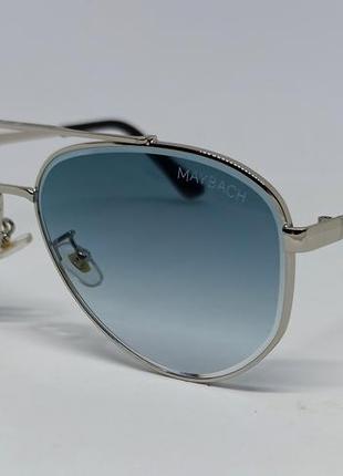 Maybach очки капли мужские солнцезащитные серо синий градиент в серебристом металле