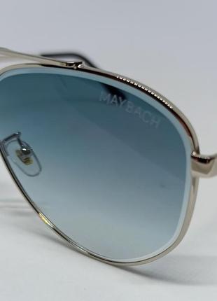 Maybach чоловічі сонцезахисні окуляри каплі сіро сині з градієнтом в сріблястому металі3 фото