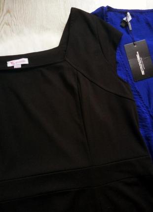 Черное фактурное платье с рукавами миди трапеция большой размер батал плюс сайз4 фото